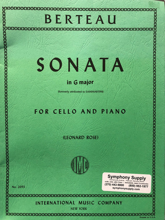 Berteau Sonata in G Major for Cello & Piano